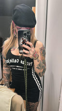 Vestido Negro rayas blancas