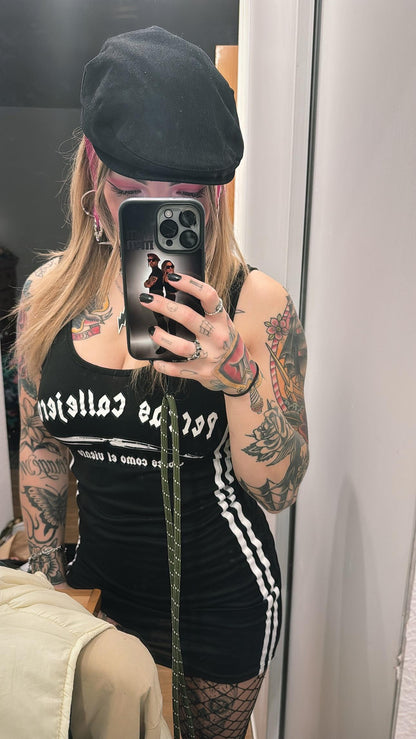Vestido Negro rayas blancas