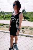 Vestido Negro rayas blancas