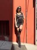 Vestido Negro rayas blancas